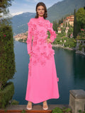 French Flower Splicing Dress Spring 2025 New High-End Holiday Style Lead Long-Sleeved Three-Dimensional Dress Woman 68HZ