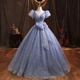 Blue Evening Dress Women's 2025 New Temperament Grand Banquet Host Art Examination Vocal Dress 68HZ