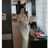 Temperament Sister Aesthetic Tailoring Lace Sling Dress Design Banquet Dress Dress No 68HZ