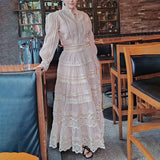 Spring 2025 New Embroidered Lace Long-Sleeved Blouse High-Waisted Half-Dress Fashion Suit Two Sets Of Female Fashion 68HZ
