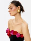 Women's Clothing 2024 New Design Sexy Breast-Wearing Flowers Decorated With Color Dress Temperament Evening Dress Dress 68HZ