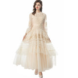 Heavy Industry Water-Soluble Flowers Hollow Long-Sleeved Lotus Side Princess Wind Black Dress New Women's Spring And Summer 2025 68HZ