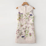Heavy Industry Nail Pearled Pearled Tidered 3D Flower Shown Skinny Young Dresses Summer Women's Dress 2025 68HZ