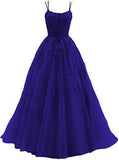 Evening Dress Women 2025 Fine Shoulder Prom Neat Long Tulle Lace Sticker Girl Party Ball Dress Summer 68HZ