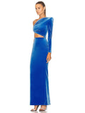 Women's Slanted Shoulder Long-Sleeved Velvet Fashion Sexy Body Fork Sexy Bag Hip Dress 68HZ