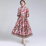 Fashion Collar Beautiful Print Bubble Sleeves Retro Style Dress New Women's Autumn And Winter 2025 68HZ