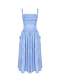 Sexy Women's Summer Summer Idyllic Dress Blue Lattice Sling Dress Summer Women's High-End Holiday Dress 68HZ