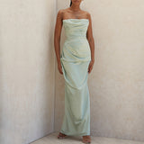 2024 New Silk And Satin Braked Fork And Knee Dress Dress Sexy Evening Dress 68HZ