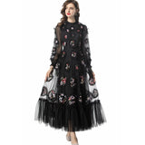 Heavy Industry Lily Three-Dimensional Lace Collar Long-Sleeved Lotus Side Princess Dress New Women's Autumn And Winter 2024 68HZ