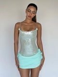 High-End Women's Sexy Perspective View Of The Sling Dress With The Temperament Of The Dress Body Flowers 68HZ
