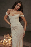 2024 Sleeveless Solid Color Shoulder Sleeveless Fish Bone Girded Waist Dress Banquet Evening Dress 68HZ