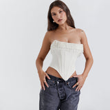 New Babes Wear Women's Pearl Bras Fish Bone Corset T-Ribs Corset T-Mearly Umbilly Blouse 68HZ