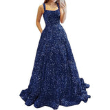 2025 Prom Dress Long A-Shaped With Pocket Formal Evening Dress Side Open Flash Party Dress 68HZ