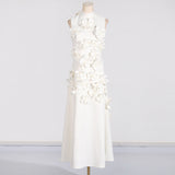 French Three-Dimensional Flower A-Shaped Dress 2025 Spring And Summer New Splicing Collar High-End Thin Dress Woman 68HZ