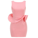 New Three-Dimensional Flower Party Dress Short Dress Women's Sexy Pink Bare Sleeveless Dress 68HZ