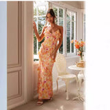 2024 Summer New Women's Clothing Laminated V-Neck Lotus Leaf-Side Dress 68HZ