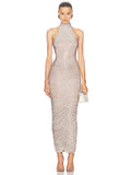 French Hot Diamond Sling Dress High-End Light Luxury Evening Dress Party Show Back Dress 68HZ
