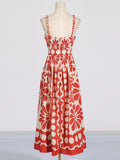 French Holiday Wind To Close The Waist Thin Sling Dress 2025 New Design Printing Commuting Long Dress Woman 68HZ