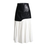 British Elegant Niche Design 2025 Summer New High-Waist Temperament Fashion Splicing 100 Folded Half-Dressed Half-Dressed 68HZ