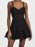 Spring 2025 New Heavy Industry Embroidery Sexy Sling Skirt Splicing Lotus Leaves Side To The Waist Thin Dress Woman 68HZ