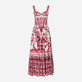 Summer French Retro Sling Dress Long Dress Temperament High Waistless Sleeveless Porcelain Print A Large Swing Dress 68HZ