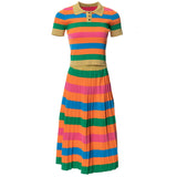 Clip Striped Print Short-Sleeved Top + Hip Half-Skirt Casual Set Women's New Summer 2024 68HZ