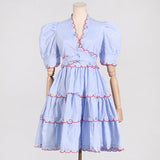 French High-End Dress Women 2025 Summer New Fashion Splicing Strap To Collect Waist Thin Short Skirt Super 68HZ