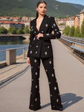 Fashion Famous Women's Clothing 2025 Spring New High-End Heavy Industry Diamond Blazer Suit Suit Suit Suit 68HZ