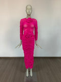 Clothing Two Sets Of Female High-End Feeling Folding Net Yarn Buns Mid-Long Skirt French Round Three-Dimensional Flower Woman 68HZ