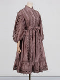 Fashion And Leisure Style Dress 2025 New Heavy Industry Embroidery Single Buckle Lace Dress Woman 68HZ