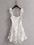Small French Small Design Three-Dimensional Flower Net Embroidery To Rectender Sling With A-Word Dress 68HZ