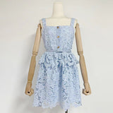 French Sexy Sweet Dress 2025 New Sling Embroidery Design High-Rise Solid Color Dress Woman 68HZ