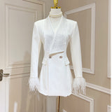 Shiny Hot Diamond Collar Feather Cuffs To Repair Waist Suit Coat Coat Women New 68HZ