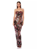 New Thoracic Mesh Senash Embroidery Prints Elegant Thin Women's Dress 68HZ