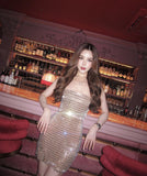 Female Babes Naked Flashing Water Drill Waist Sexy Boobs Dress High-Sensing Thin Ass Skirt 68HZ