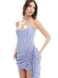 High-End Women's Sexy Lace Perspective Splicing Waist Tset Bra Dress Elegant Temperament Dress Dress Dress Dress Dress 68HZ
