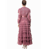 Heavy Industry Glide Sexy V-Neck Lotus Side Fluffy Long Dress Dress Dress Stand Women's Spring And Summer 2025 68HZ