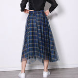 Korean Version Of Temperament High-Waisted Grid Half-Dress Girl 2025 Spring New Ins Commute Medium And Thin A Word 68HZ