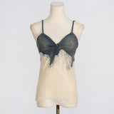 2025 Summer New Lace Splicing Sexy Sling + Fashion High-End Denim Shorts Two-Piece Set Of Women 68HZ