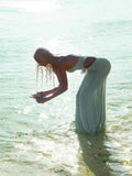 Boutique Women's Seaside Resort Design Sense Hanging Neck Sling Green Dress Heavy Fishtail Skirt 68HZ