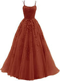 Evening Dress Women 2025 Fine Shoulder Prom Neat Long Tulle Lace Sticker Girl Party Ball Dress Summer 68HZ