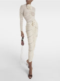 French Name Wind 2025 Spring New Fashion Fold Three-Dimensional Flower Top + Left Hip Skirt Suit Woman 68HZ