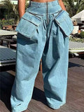Spring 2025 New Water Washing Old Design Multi-Pocket Decoration Loose-Legged Trousers Workboys Denim Trousers 68HZ