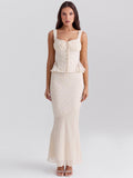 High-End Women's Fashion Set Sexy Lace Sling Small Top Cover-Up To Repair Fishtail Half Skirt Two-Piece 68HZ