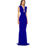 New Solid Color V-Neck Sleeveless Dress Woman High-End Sexy Tuxedo Fishtail Dress Long 68HZ