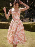 Hot Sale Of New Sexy Slings Print Dress Mid-Length Dress High-End Temperament Thin Tie Dress Dress Dress Dress 68HZ