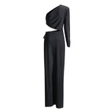 Sexy Famous Party Dress 2025 New Oblique Shoulder Collar Unilateral Sleeve Side Leakage Design Long Dress 68HZ