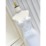 Small Dress Dress With Three-Dimensional Chest Cushion Fish Bone Splicing Bag Opening Fork Medium-Long Sling Skirt 68HZ
