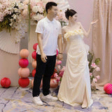 Korean-Style Light Wedding Dress 2024 New High-End Small And Small Mori Is Super Fairy Yarn Bosom Princess Style Engagement Dress 68HZ