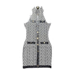 Women's Half-High Collar Hanging Neck Fashion Commuting High-End Fat Summer Sleeveless Cedula High-Waisted Banded Dress 68HZ